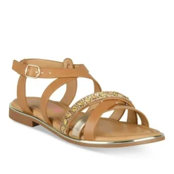 Sandales MARRON Fille Motif Paillettes Boucle