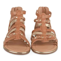 Sandales MARRON Fille Motif Tressé Fermeture éclair