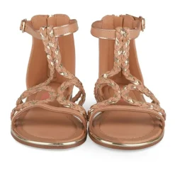 Sandales MARRON Fille Motif Tressé Fermeture éclair