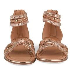 Sandales MARRON Fille Motif Tressé Fermeture éclair