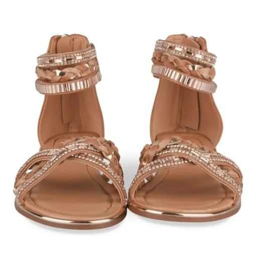 Sandales MARRON Fille Motif Tressé Fermeture éclair