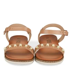 Sandales MARRON Fille Motif Perle Boucle