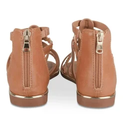 Sandales MARRON Fille Motif Tressé Fermeture éclair