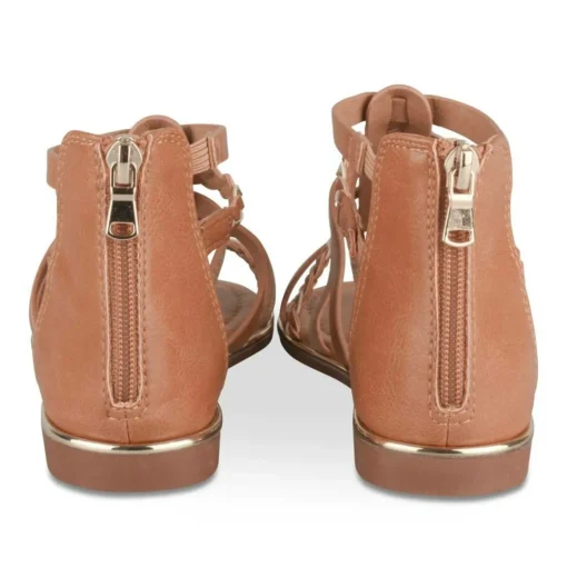 Sandales MARRON Fille Motif Tressé Fermeture éclair