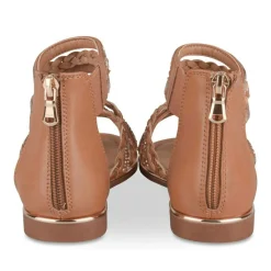 Sandales MARRON Fille Motif Tressé Fermeture éclair