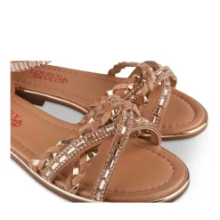 Sandales MARRON Fille Motif Tressé Fermeture éclair