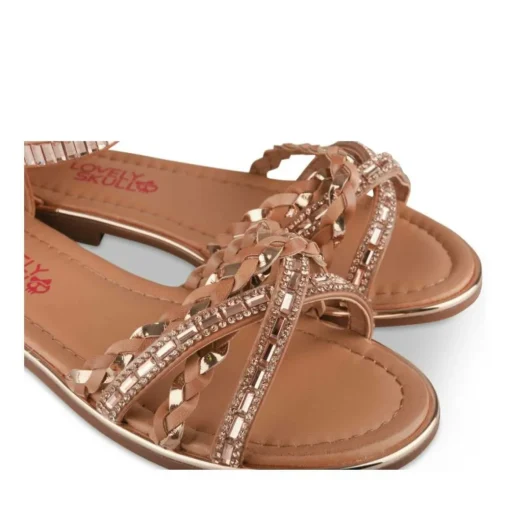 Sandales MARRON Fille Motif Tressé Fermeture éclair