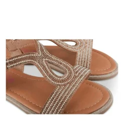 Sandales MARRON Fille Motif Paillettes Boucle