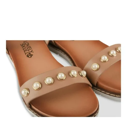 Sandales MARRON Fille Motif Perle Boucle