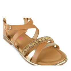 Sandales MARRON Fille Motif Paillettes Boucle