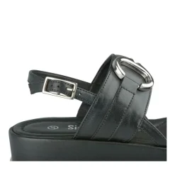 Sandales NOIR Femme CUIR Motif Uni Boucle