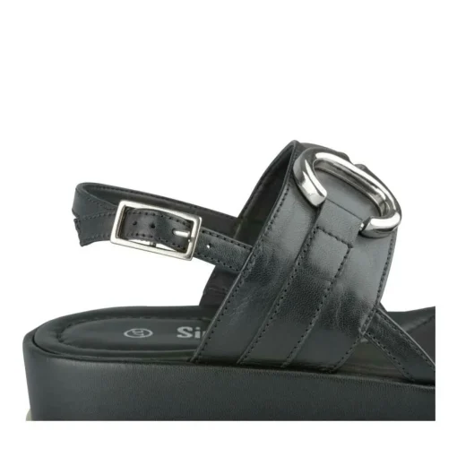 Sandales NOIR Femme CUIR Motif Uni Boucle
