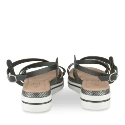 Sandales NOIR Femme Motif Animal Boucle