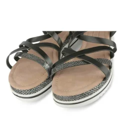 Sandales NOIR Femme Motif Animal Boucle
