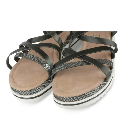 Sandales NOIR Femme Motif Animal Boucle