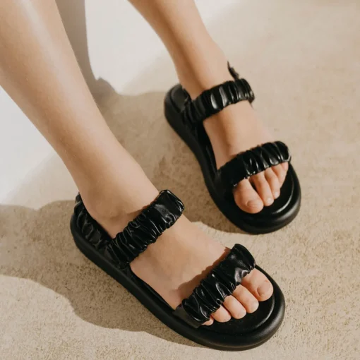 Sandales NOIR Fille Motif Uni Elastique