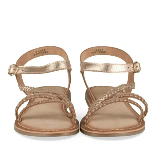 Sandales OR Fille CUIR Motif Tressé Boucle