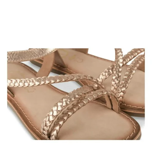 Sandales OR Fille CUIR Motif Tressé Boucle