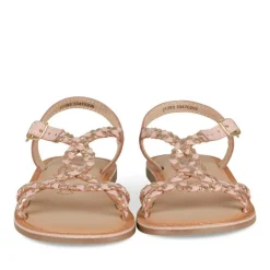 Sandales ROSE Fille CUIR Motif Tressé Boucle