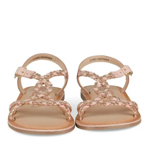 Sandales ROSE Fille CUIR Motif Tressé Boucle