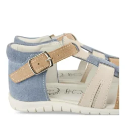 Sandales Sport BLEU Garçon CUIR Motif Multicolore Scratch