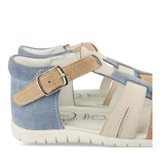 Sandales Sport BLEU Garçon CUIR Motif Multicolore Scratch