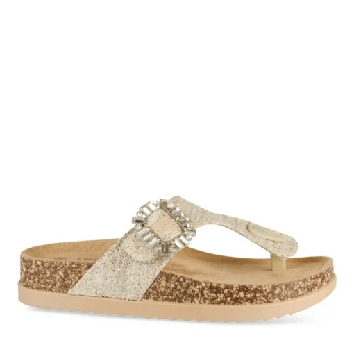Tongs Entredoigt BEIGE Femme Motif Uni A Enfiler