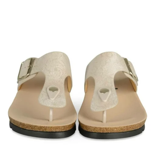 Tongs Entredoigt BEIGE Femme Motif Uni A Enfiler