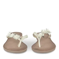 Tongs Entredoigt BLANC Femme Motif Fleuri A Enfiler