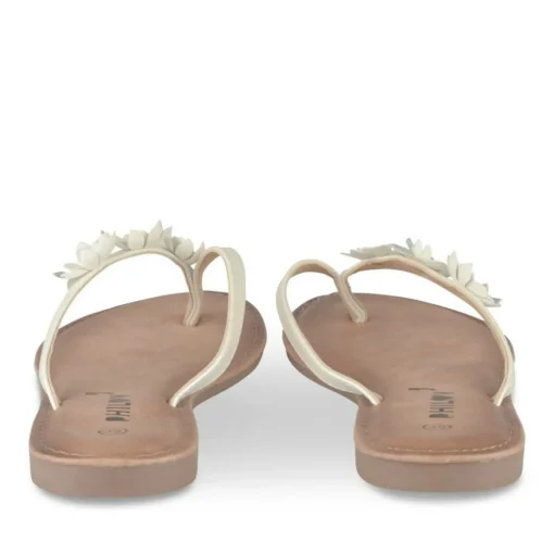 Tongs Entredoigt BLANC Femme Motif Fleuri A Enfiler