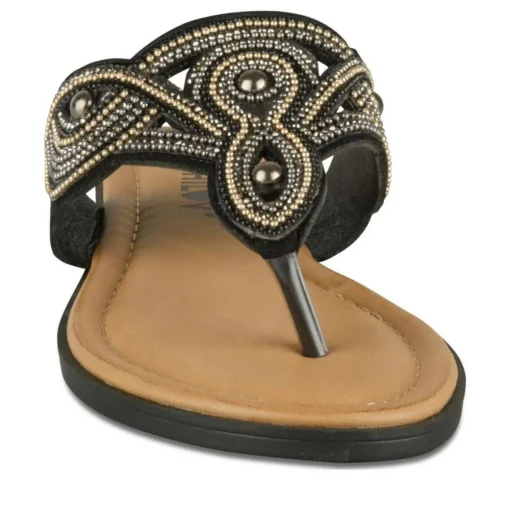 Tongs Entredoigt NOIR Femme Motif Paillettes A Enfiler