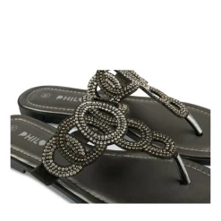 Tongs Entredoigt NOIR Femme Motif Paillettes A Enfiler