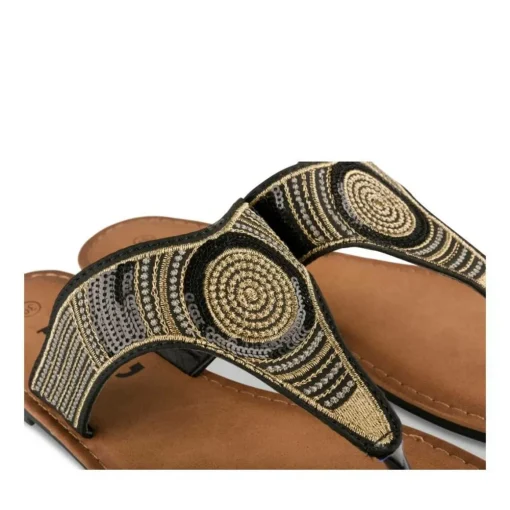 Tongs Entredoigt NOIR Femme Motif Paillettes A Enfiler