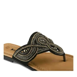 Tongs Entredoigt NOIR Femme Motif Paillettes A Enfiler