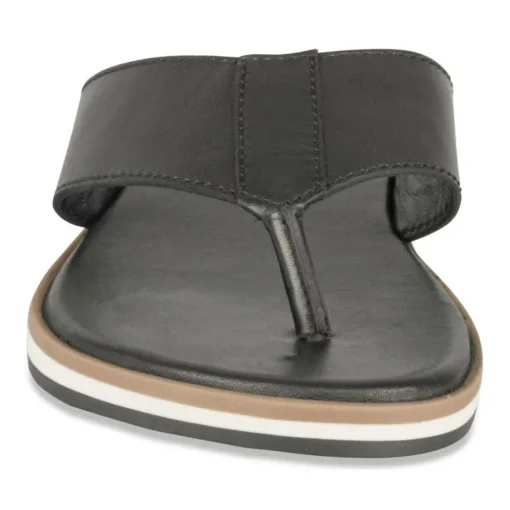 Tongs NOIR Homme CUIR Motif Uni A Enfiler