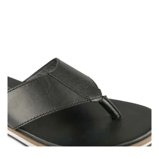 Tongs NOIR Homme CUIR Motif Uni A Enfiler