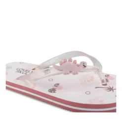 Tongs Plage ROSE Fille Motif Dinosaure A Enfiler