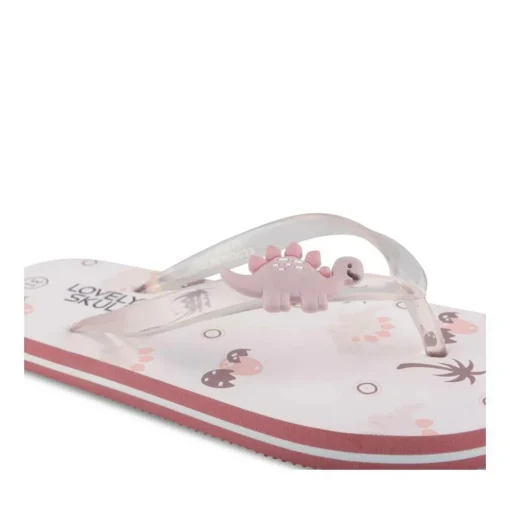 Tongs Plage ROSE Fille Motif Dinosaure A Enfiler